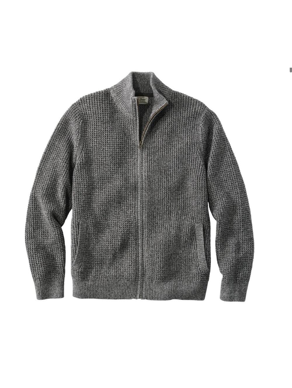 L.L. Bean Men's Organic Cotton Waffle Sweater, Full Zip Size 2XLT